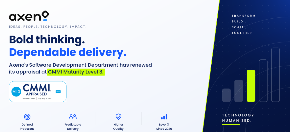Axeno Consulting’s Software Development Department Renews Its CMMI Maturity Level 3 Appraisal